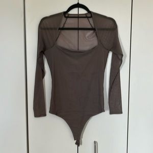 Grey mesh bodysuit